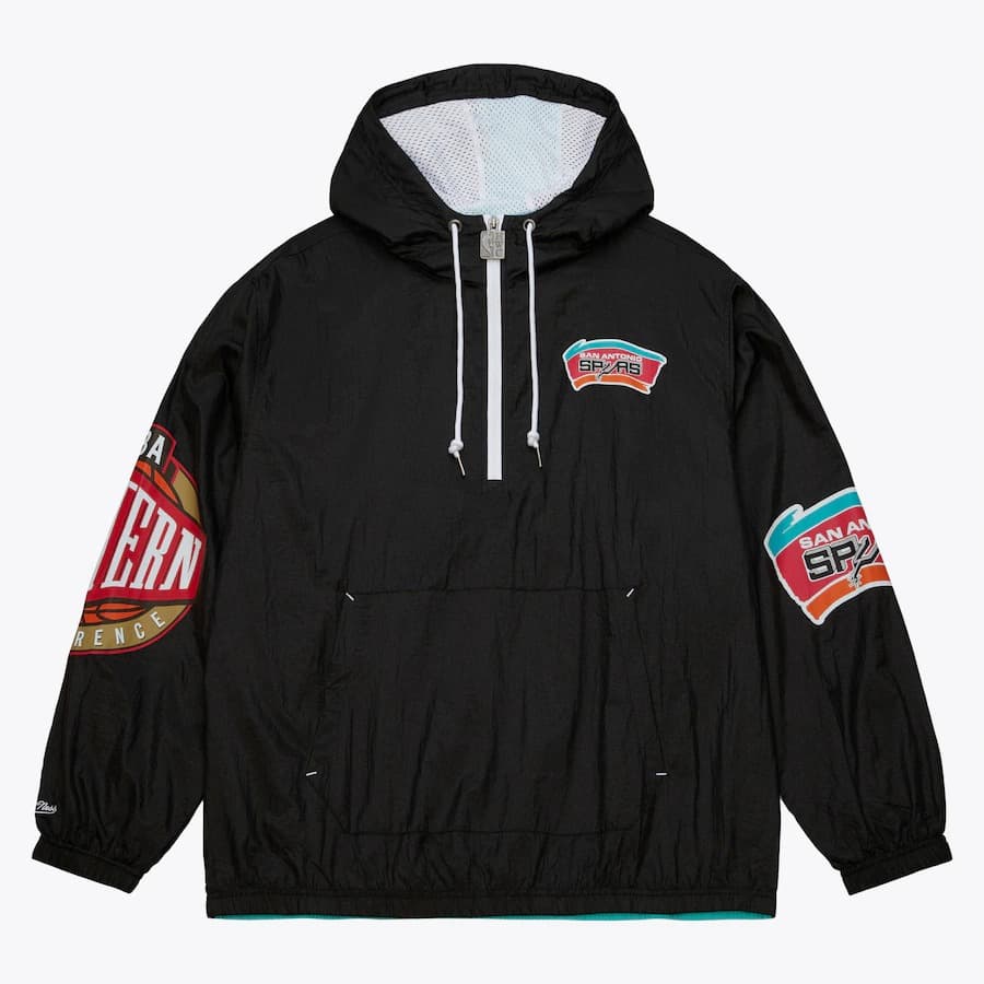 anorak-mitchell-ness-black-san-antonio-spurs-team-2-0-anorak-quarter-zip-windbreaker-jacket