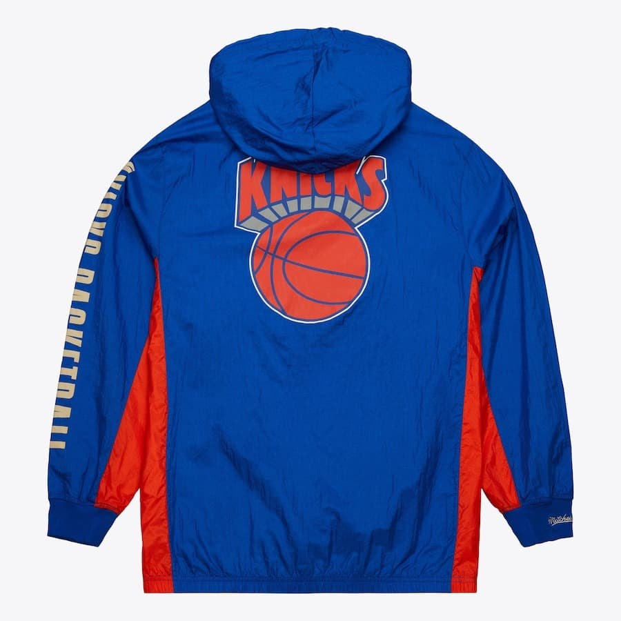 Анорак Mitchell & Ness Blue New York Knicks Team OG 2.0 Vintage Logo Anorak Quarter-Zip Hoodie Windbreaker Jacket