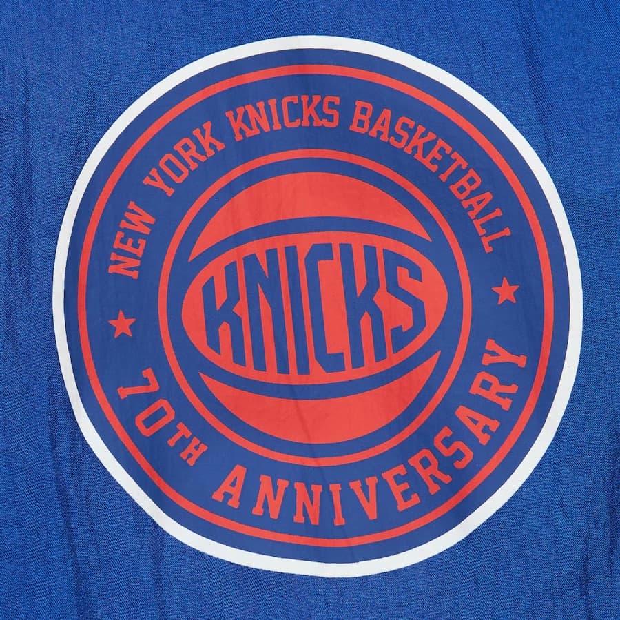 Анорак Mitchell & Ness Blue New York Knicks Team OG 2.0 Vintage Logo Anorak Quarter-Zip Hoodie Windbreaker Jacket