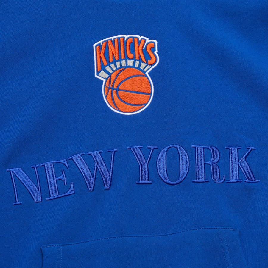 Mitchell Ness Blue New York Knicks Team OG 3.0 Vintage Fleece Pullover Hoodie