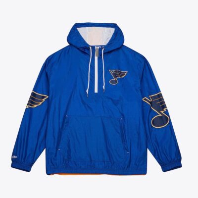 Mitchell & Ness Blue St. Louis Blues Team 2.0 Anorak Quarter-Zip Windbreaker Jacket