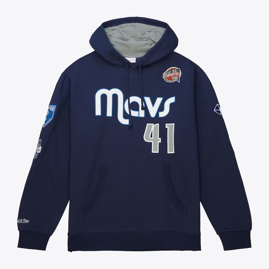 hudi-mitchell-ness-dirk-nowitzki-navy-dallas-mavericks-2023-naismith-basketball-hall-of-fame-name-number-pullover-hoodie