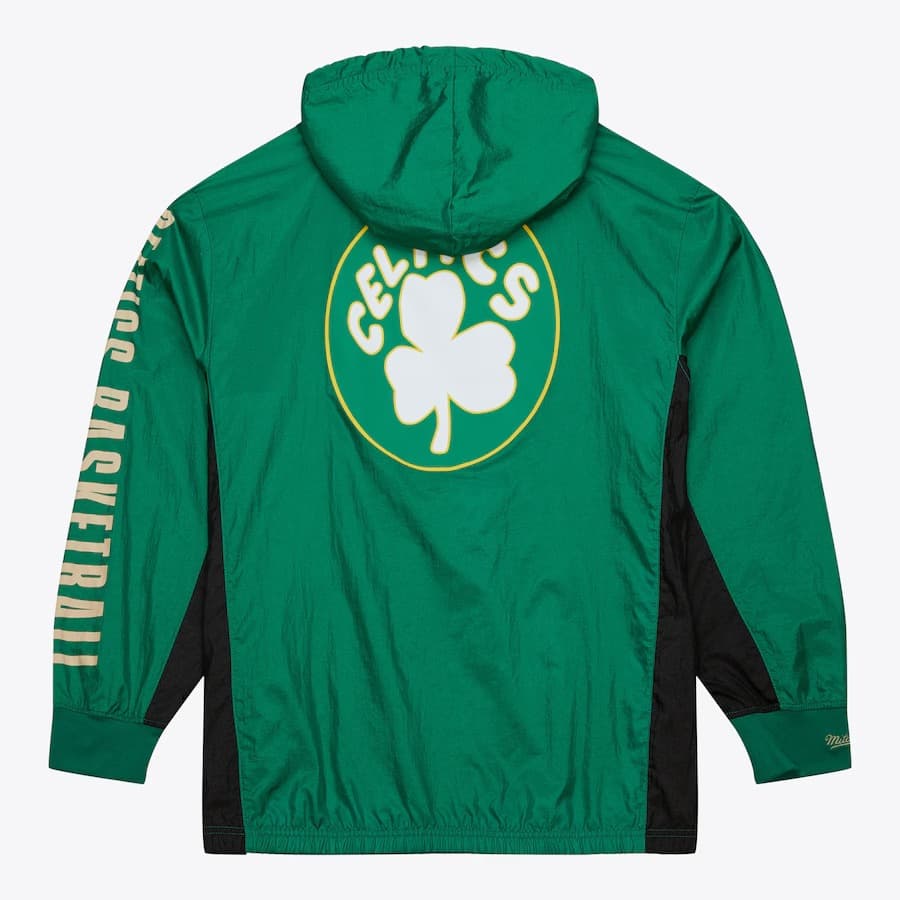 Анорак Mitchell & Ness Kelly Green Boston Celtics Team OG 2.0 Vintage Logo Anorak Quarter-Zip Hoodie Windbreaker Jacket