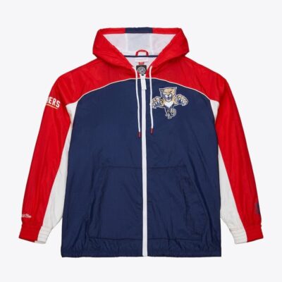 Mitchell & Ness Navy Florida Panthers Big Shot Premium Winbreaker Full-Zip Jacket