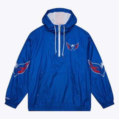 Mitchell & Ness Navy Washington Capitals Team 2.0 Anorak Quarter-Zip Windbreaker Jacket