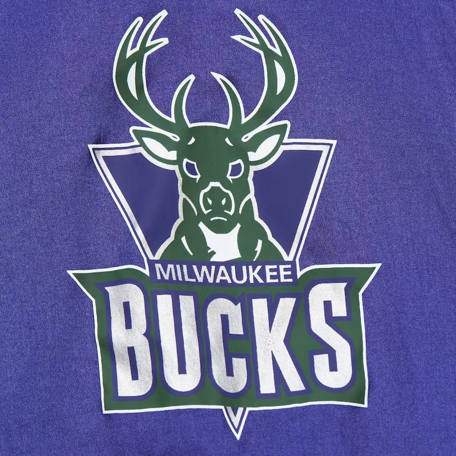 Анорак Mitchell & Ness Purple Milwaukee Bucks Team OG 2.0 Vintage Logo Anorak Quarter-Zip Hoodie Windbreaker Jacket