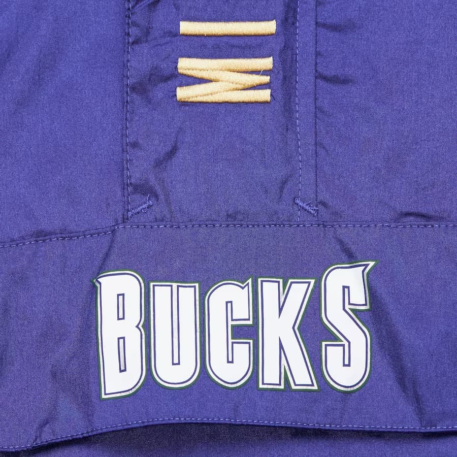 Анорак Mitchell & Ness Purple Milwaukee Bucks Team OG 2.0 Vintage Logo Anorak Quarter-Zip Hoodie Windbreaker Jacket