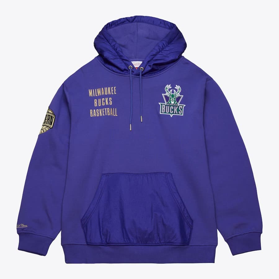 Mitchell Ness Purple Milwaukee Bucks Team OG 2.0 Vintage Logo Fleece Pullover Hoodie