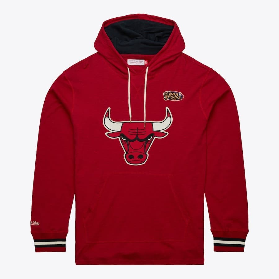 Mitchell Ness Red Chicago Bulls Legendary Slub Vintage Logo Pullover Hoodie