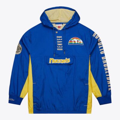 Mitchell & Ness Royal Denver Nuggets Team OG 2.0 Vintage Logo Anorak Quarter-Zip Hoodie Windbreaker Jacket