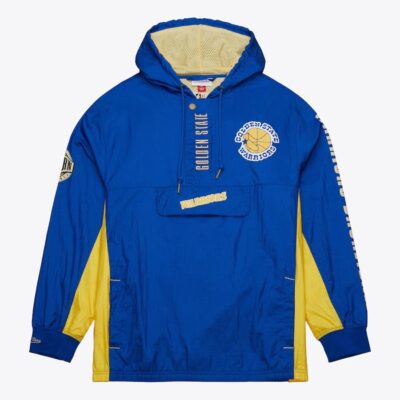 Mitchell & Ness Royal Golden State Warriors Team OG 2.0 Vintage Logo Anorak Quarter-Zip Hoodie Windbreaker Jacket