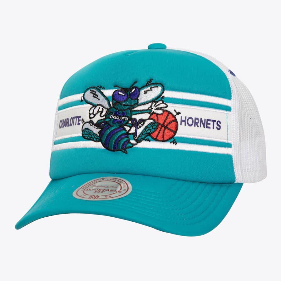 bejsbolka-mitchell-ness-teal-charlotte-hornets-hardwood-classics-sideline-trucker-snapback-hat