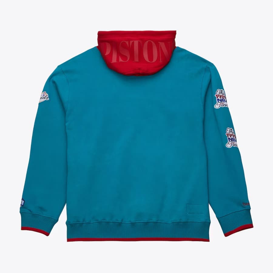 Mitchell Ness Teal Detroit Pistons Team OG 3.0 Vintage Fleece Pullover Hoodie