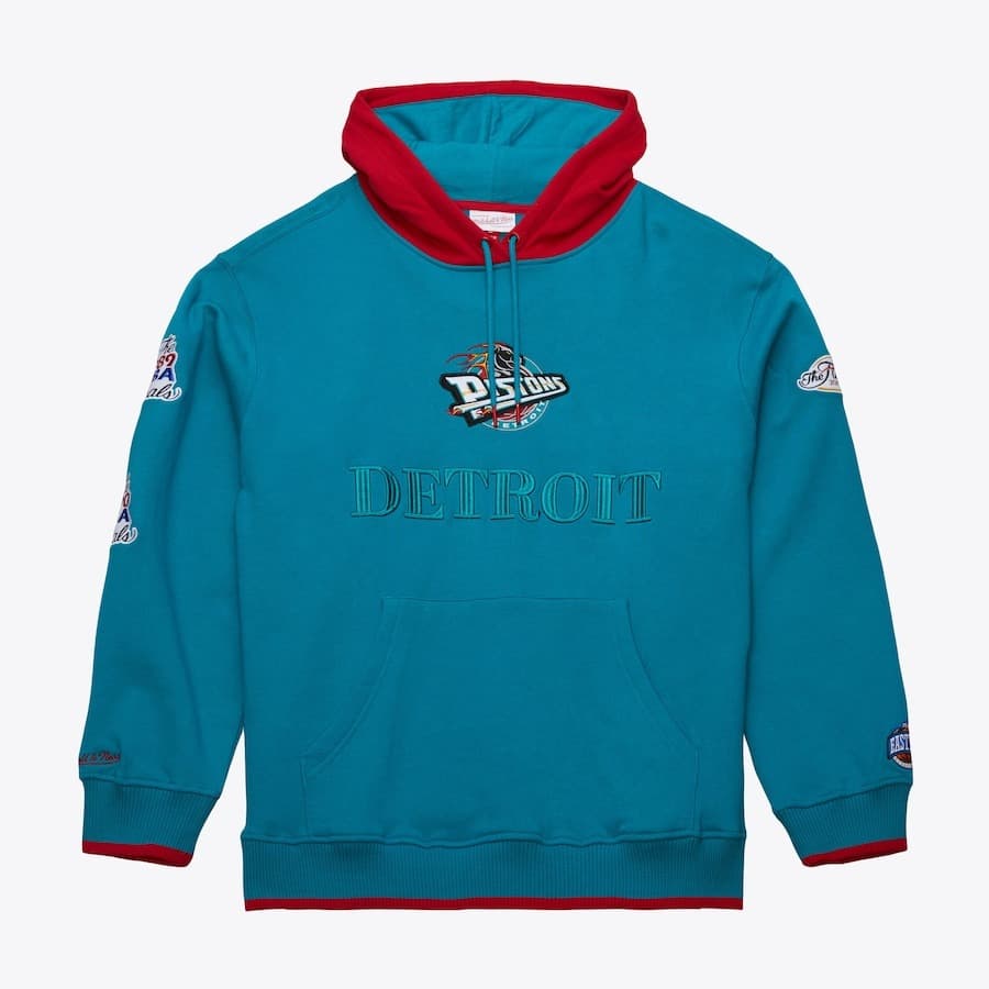 Mitchell Ness Teal Detroit Pistons Team OG 3.0 Vintage Fleece Pullover Hoodie