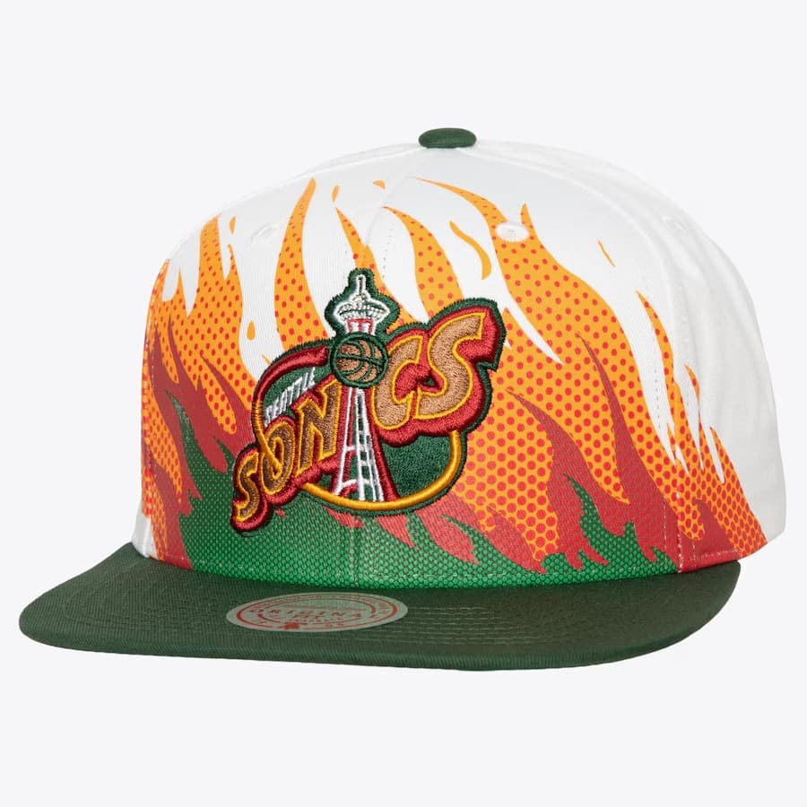 bejsbolka-mitchell-ness-white-seattle-supersonics-hot-fire-snapback-hat