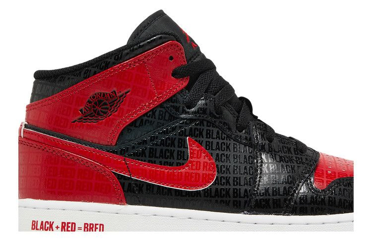Кроссовки Air Jordan 1 Mid SS GS 'Black + Red = Bred'