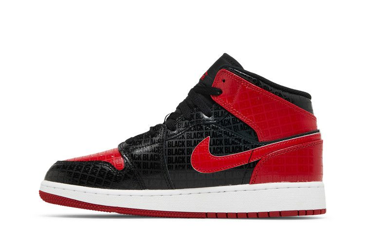 Кроссовки Air Jordan 1 Mid SS GS 'Black + Red = Bred'