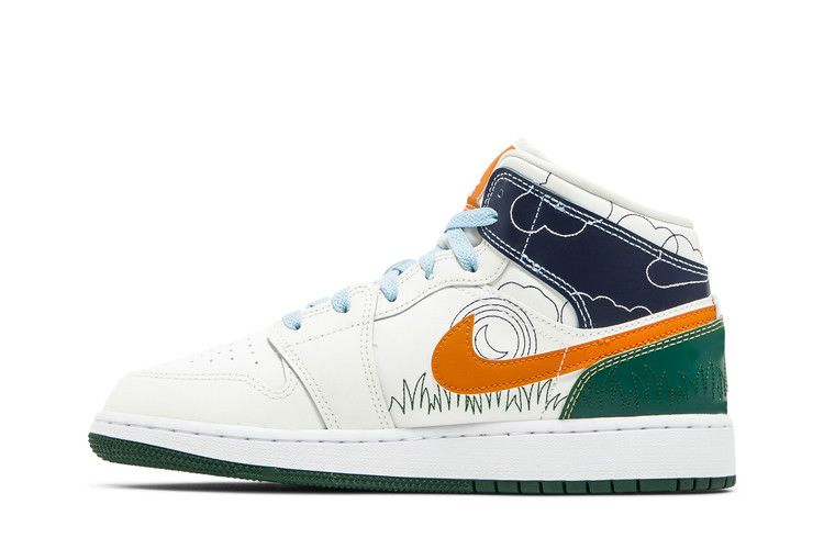 Кроссовки Air Jordan 1 Mid SE GS 'Stitch'