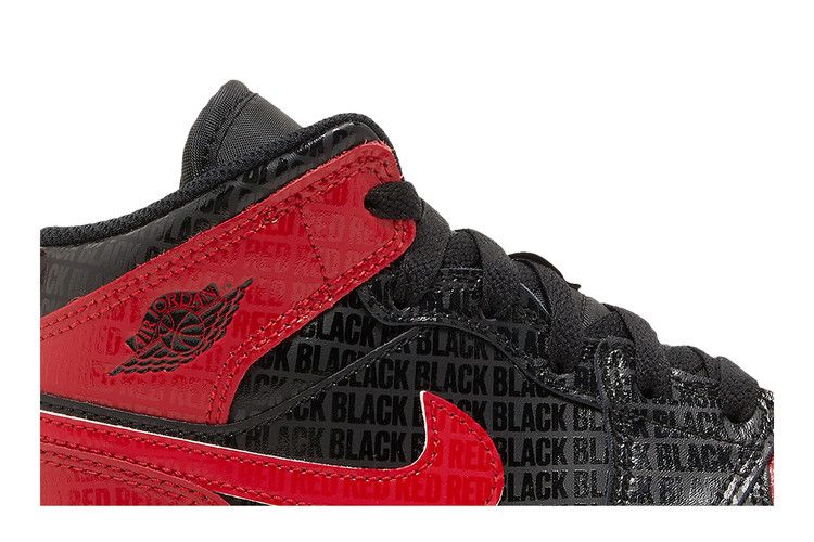 Кроссовки Air Jordan 1 Mid SS PS 'Black + Red = Bred'