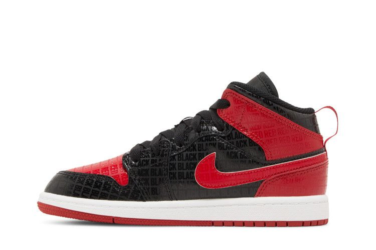 Кроссовки Air Jordan 1 Mid SS PS 'Black + Red = Bred'