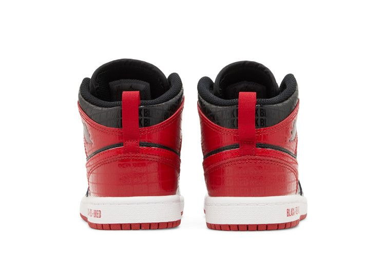 Кроссовки Air Jordan 1 Mid SS PS 'Black + Red = Bred'