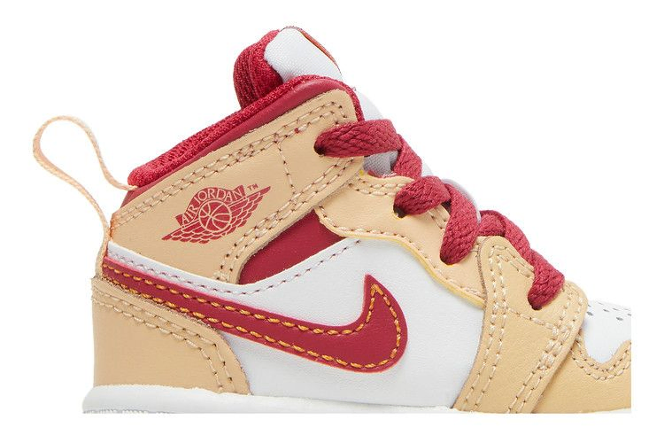 Кроссовки Air Jordan 1 Mid TD 'Light Curry Cardinal Red'