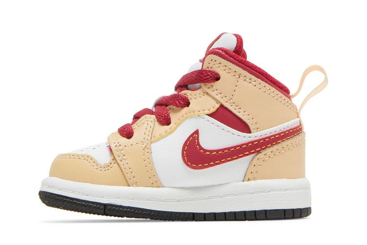 Кроссовки Air Jordan 1 Mid TD 'Light Curry Cardinal Red'