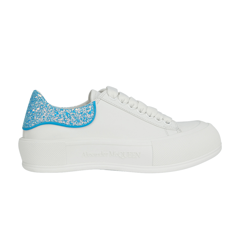 Кроссовки Alexander McQueen Wmns Deck Plimsoll 'White Cerulean Blue Glitter'