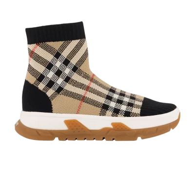 Burberry Union Sock Sneaker Kids 'Vintage Check Black Beige'