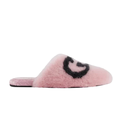 Gucci Wmns Faux-Fur Slipper 'Interlocking G - Pink Black'