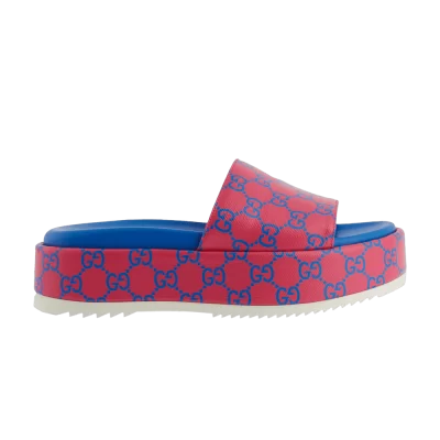 Gucci Wmns GG Platform Sandal 'Fuchsia Blue'