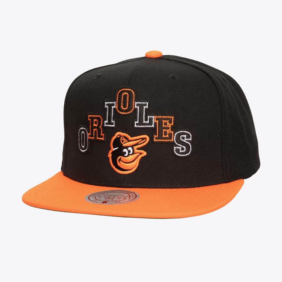 bejsbolka-mitchell-ness-black-baltimore-orioles-uprise-snapback-hat