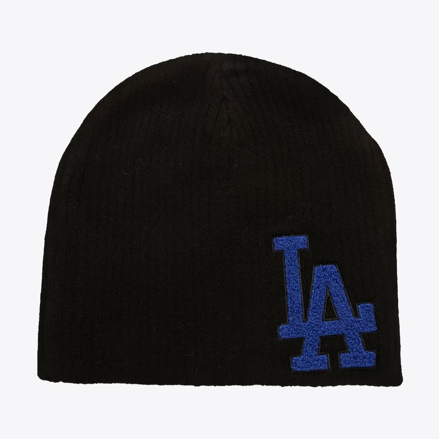 shapka-mitchell-ness-black-los-angeles-dodgers-varsity-patch-knit-beanie