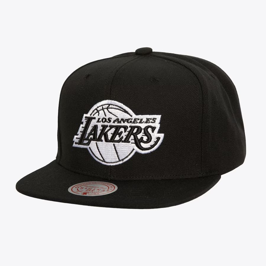 Mitchell Ness Black White Los Angeles Lakers Evergreen OG Snapback Hat