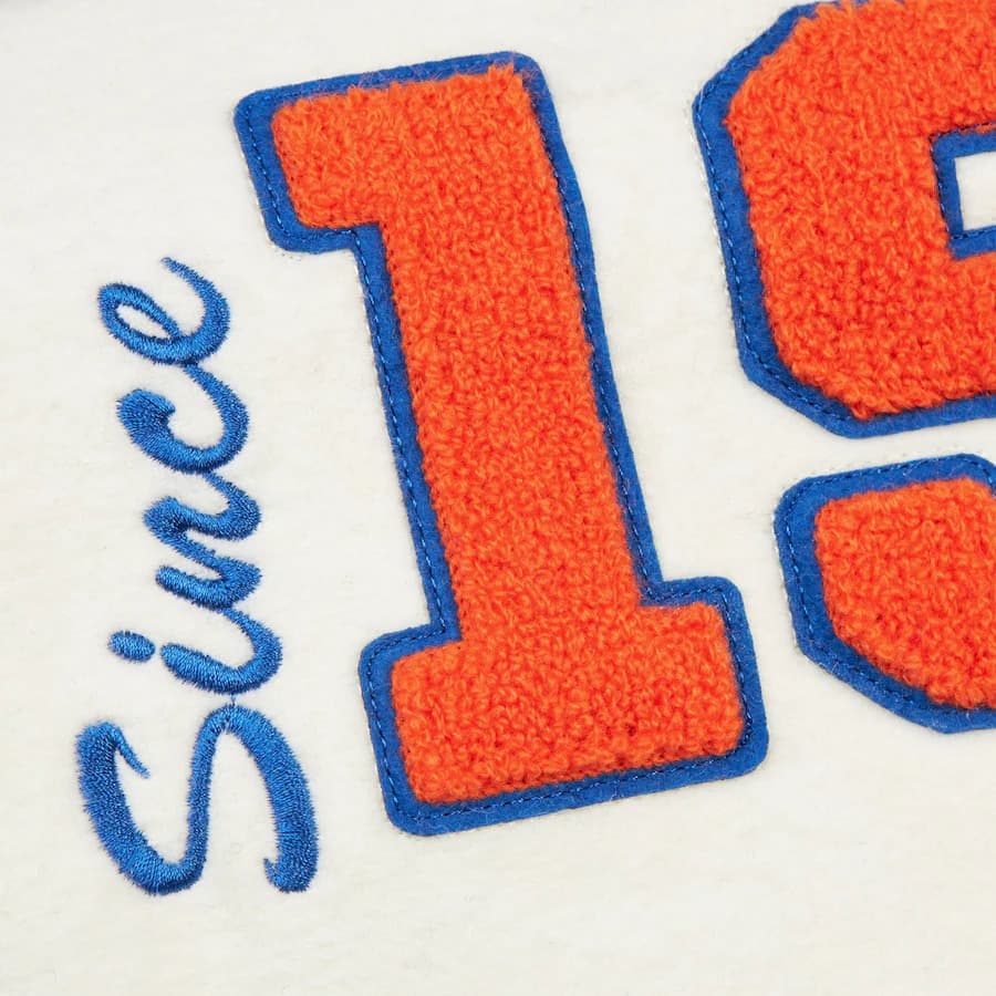 Бомбер Mitchell & Ness Blue New York Knicks Team History Vintage Logo Full-Snap Varsity Jacket