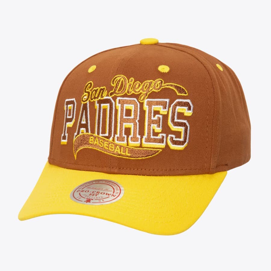 bejsbolka-mitchell-ness-brown-san-diego-padres-block-sweep-pro-adjustable-hat