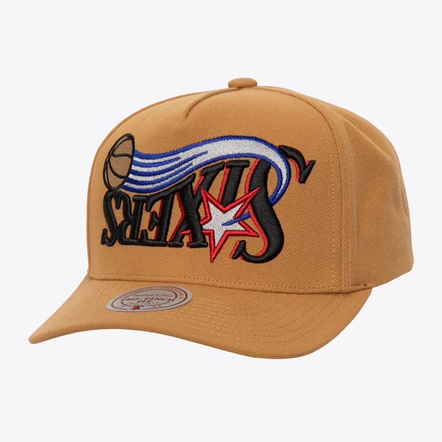 Mitchell Ness Gold Philadelphia 76ers Hardwood Classics Upside Pro Snapback Hat