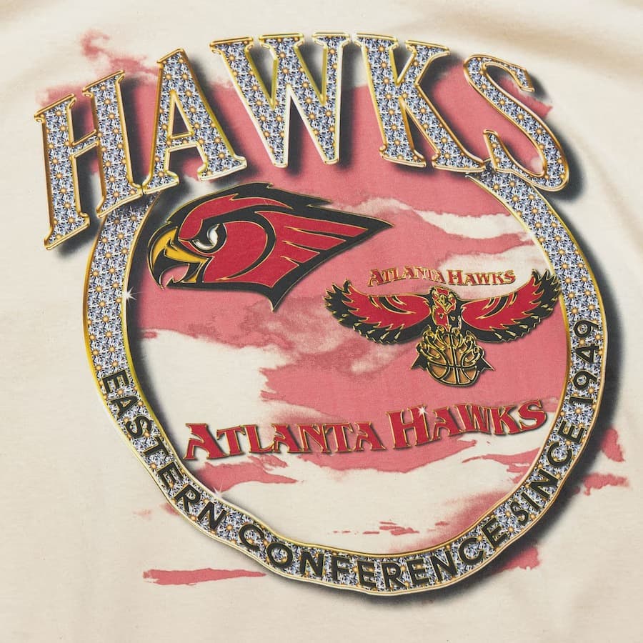 Футболка Mitchell & Ness Natural Atlanta Hawks Hardwood Classics Crown Jewels T-Shirt