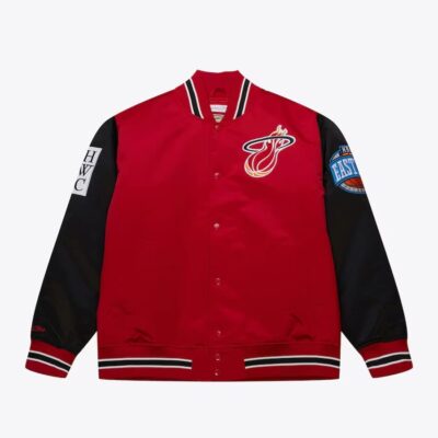 Mitchell & Ness Red Miami Heat Primetime Vintage Satin Full-Snap Jacket