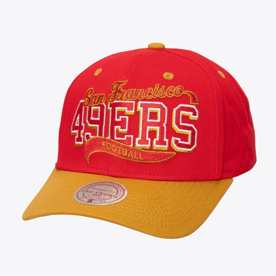 bejsbolka-mitchell-ness-scarlet-san-francisco-49ers-block-sweep-pro-adjustable-hat