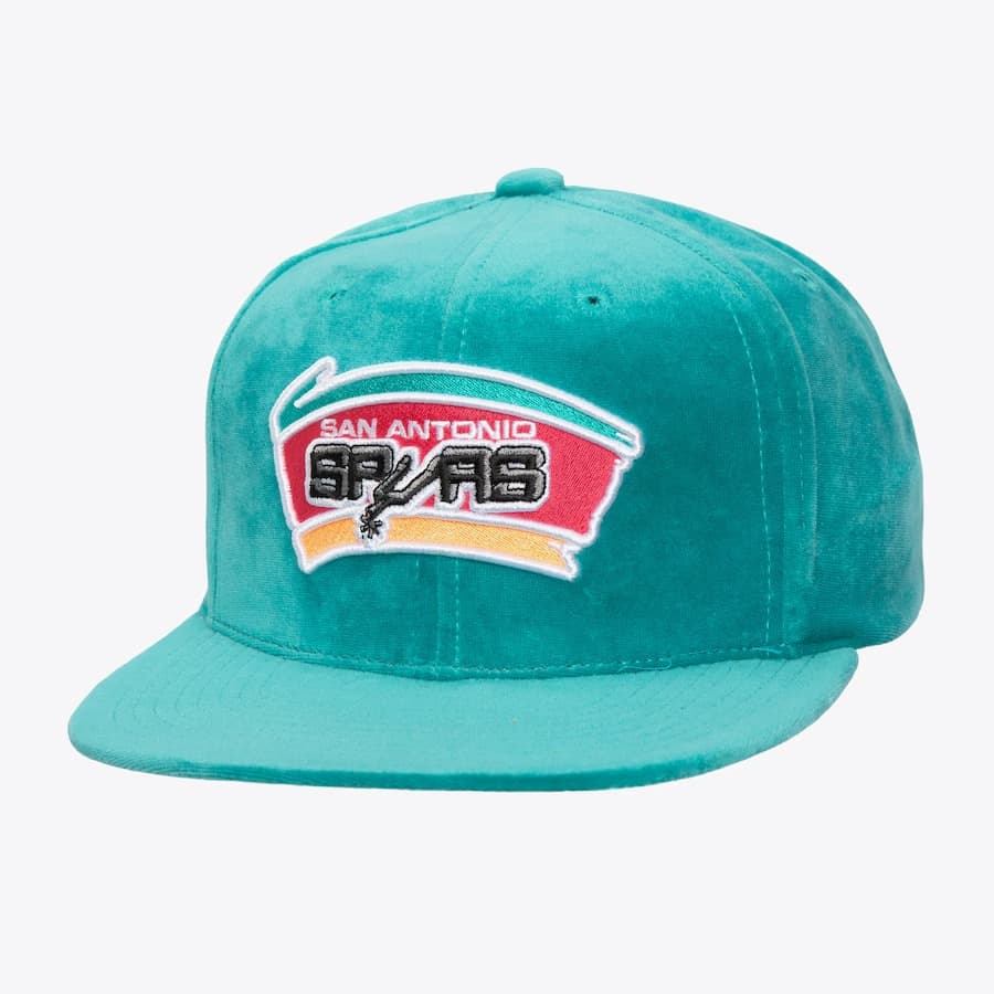 bejsbolka-mitchell-ness-teal-san-antonio-spurs-hardwood-classics-velour-snapback-hat