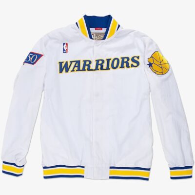 Mitchell & Ness White Golden State Warriors 1996-97 Authentic Full-Snap Warm-Up Jacket