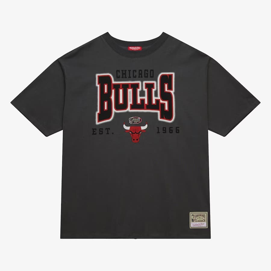 Mitchell Ness Women s Gray Chicago Bulls Logo Boyfriend T Shirt