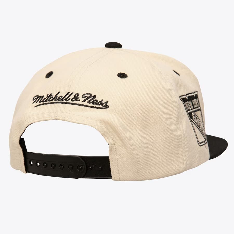 Бейсболка Mitchell & Ness Cream Black New York Rangers Vintage Logo Snapback Hat