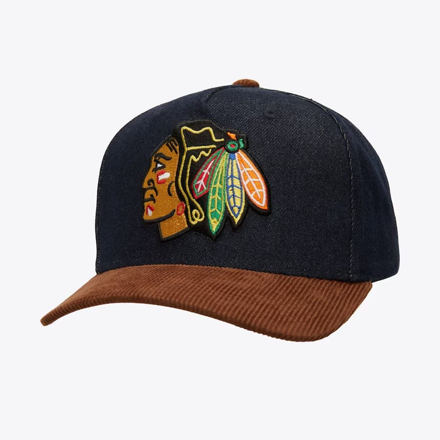 bejsbolka-mitchell-ness-denim-brown-chicago-blackhawks-corduroy-d-stressed-pro-snapback-hat