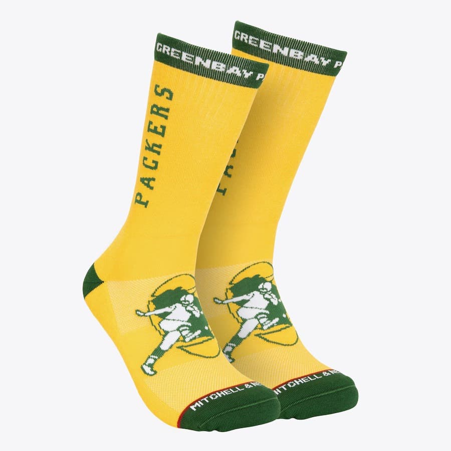 sportivnye-noski-mitchell-ness-gold-green-bay-packers-kick-off-crew-socks