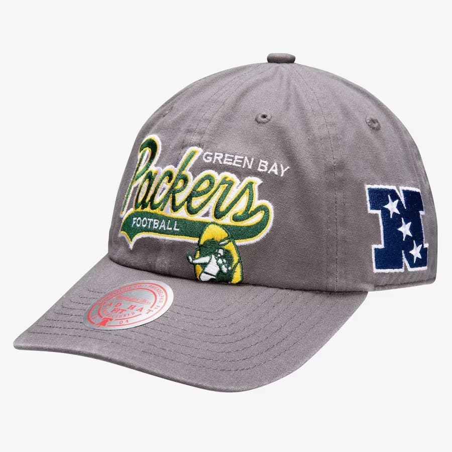 bejsbolka-mitchell-ness-gray-green-bay-packers-el-jefe-dad-adjustable-hat