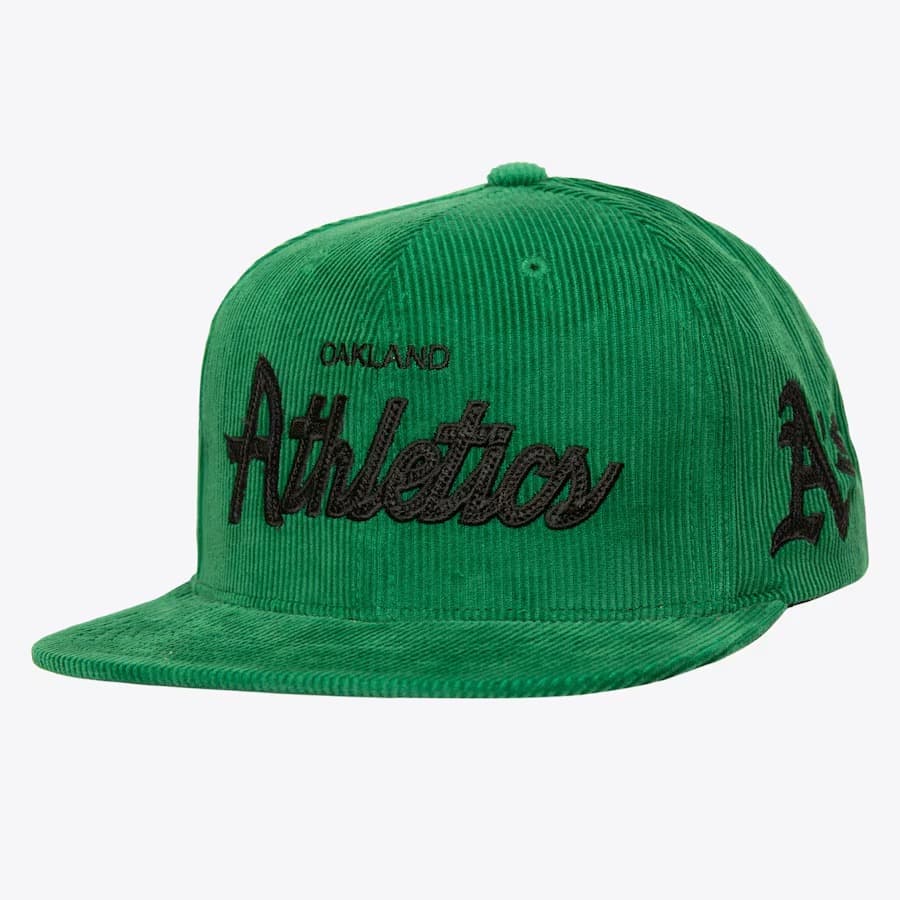 bejsbolka-mitchell-ness-green-oakland-athletics-cooperstown-collection-corduroy-snapback-hat