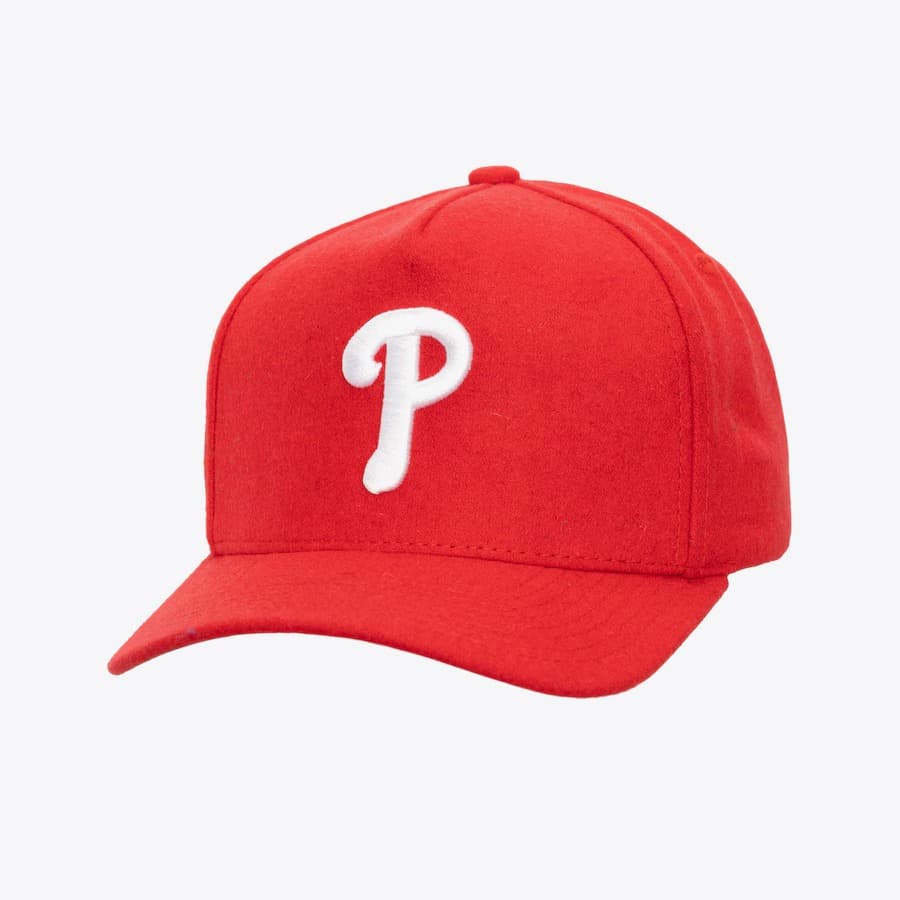 bejsbolka-mitchell-ness-red-philadelphia-phillies-kicking-wool-pro-adjustable-hat