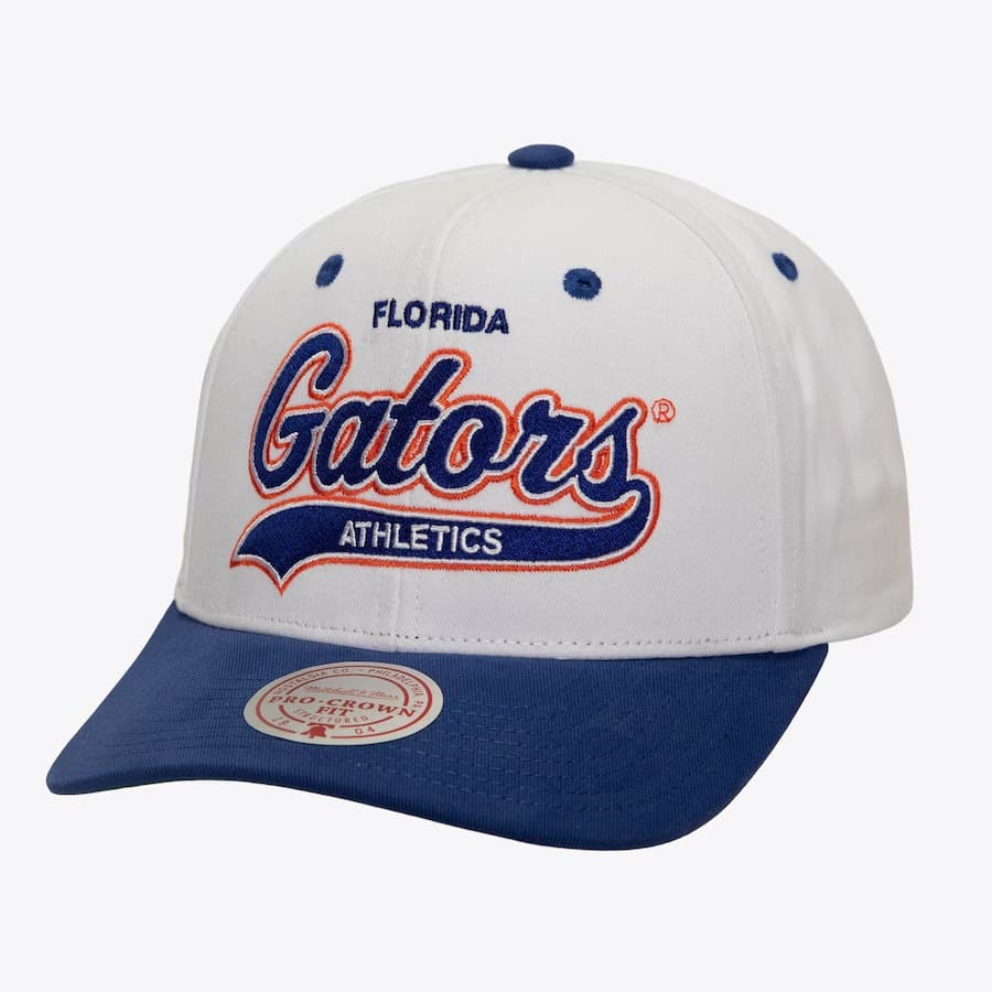 bejsbolka-mitchell-ness-white-florida-gators-vault-collection-tail-sweep-pro-snapback-hat